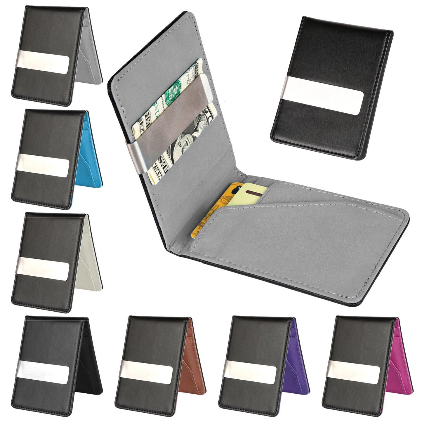 Unisex PU Leather Wallet RFID Blocking Slim Bifold Credit Card Holder with