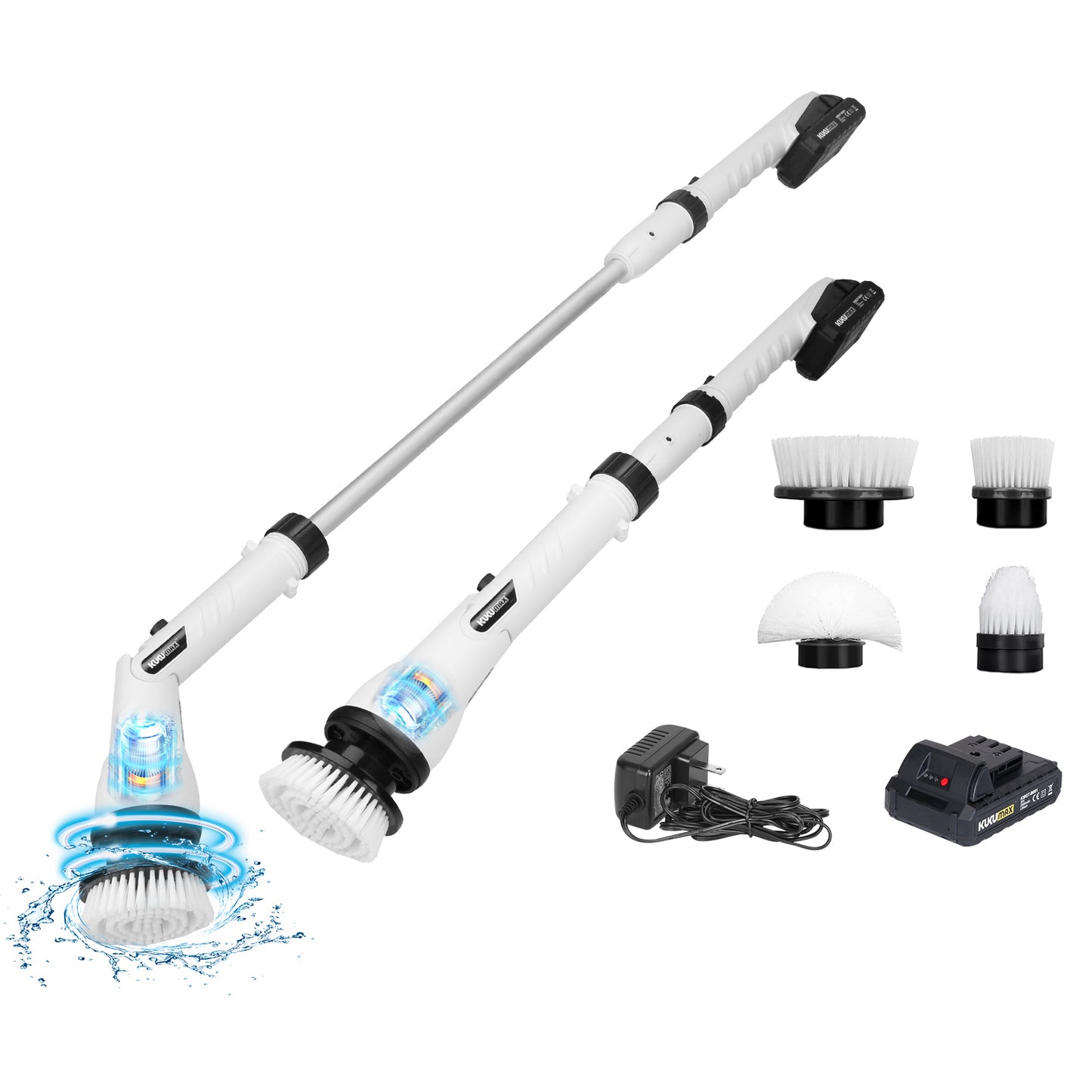 Electric Spin Scrubber Cordless Handheld Rechargeable Cleaning Brush with 4