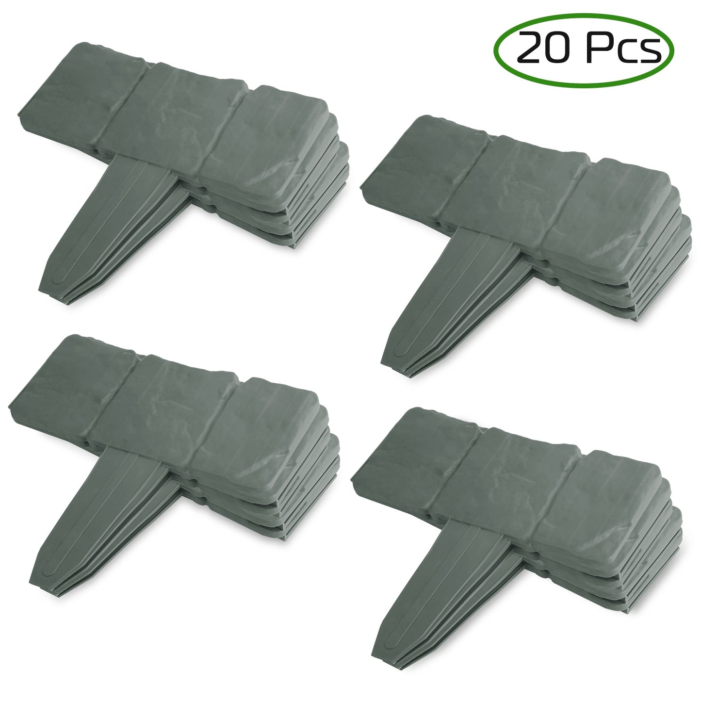 20 PCS Cobbled Stone Effect Plastic Garden Lawn Border Edging Home & Garden