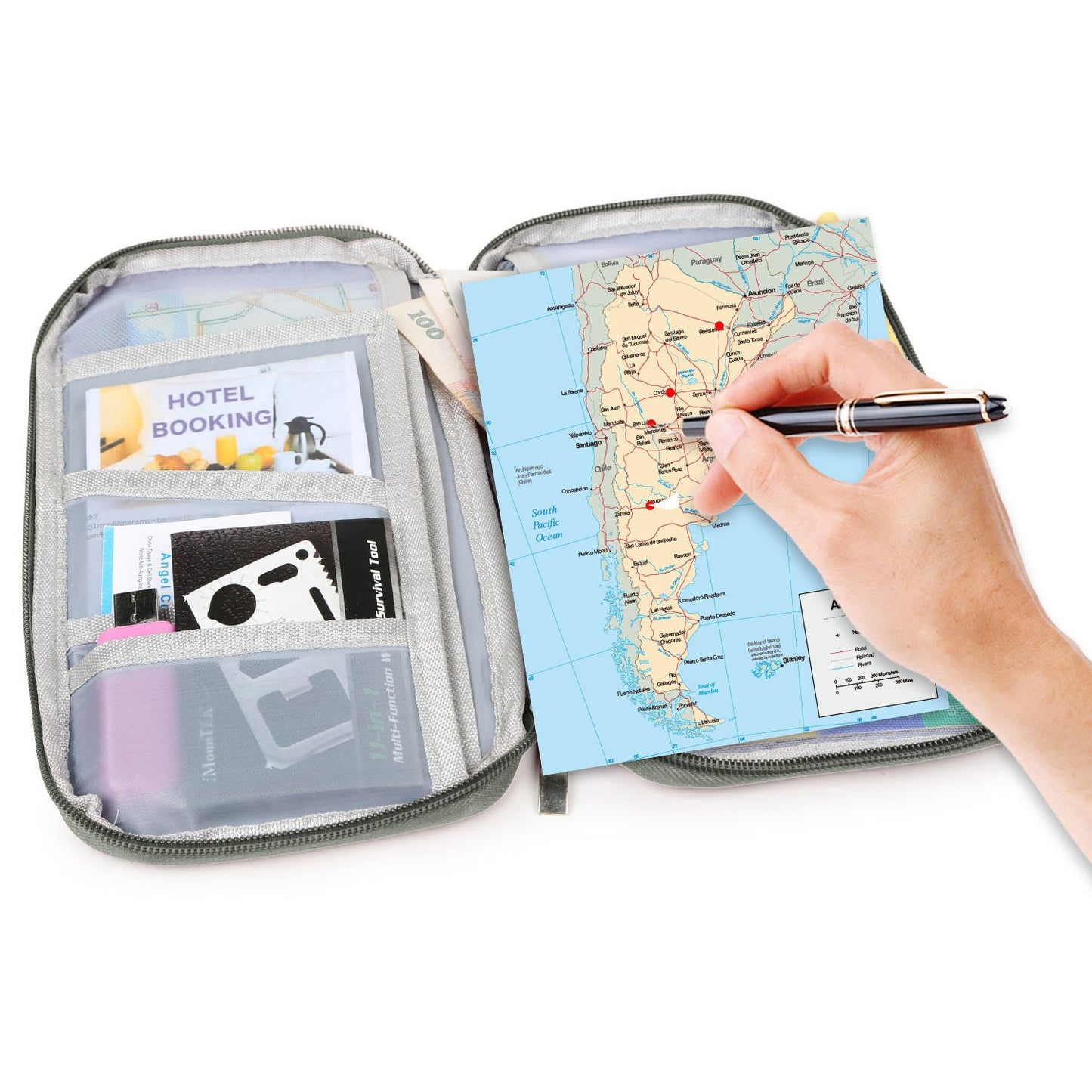 Travel Passport Wallet 12Cells Ticket ID Credit Card Holder Water Repellent