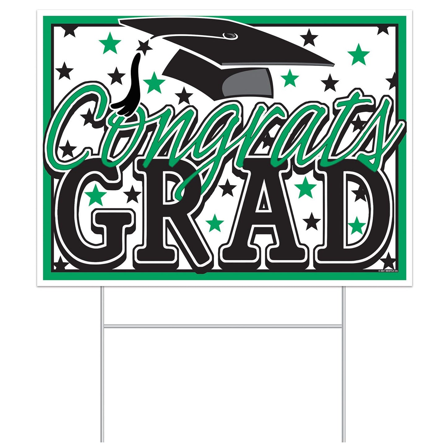 Beistle All-Weather Congrats Grad Yard Sign - Green - Graduation | Party