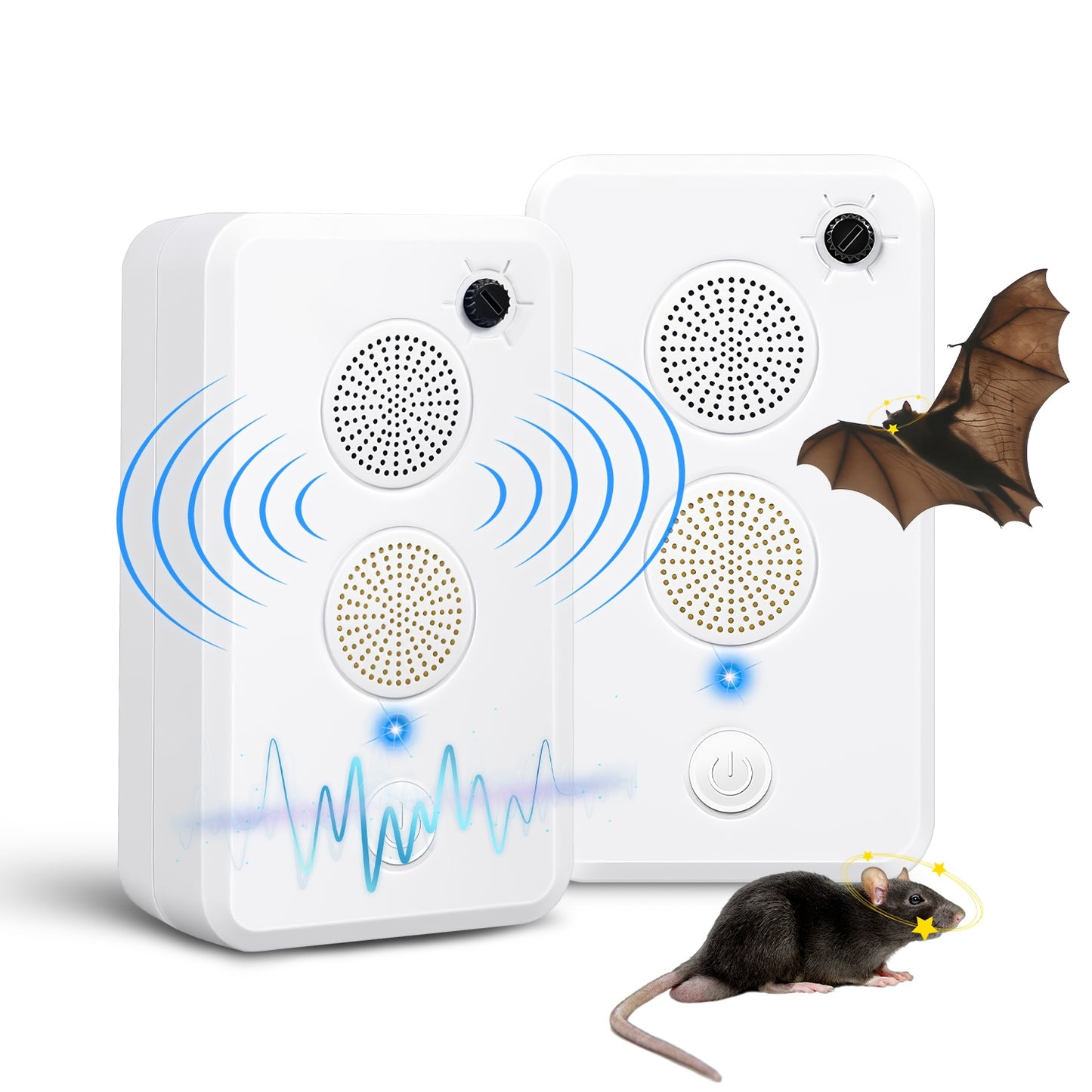 2Pack Rechargeable Ultrasonic Bat Repellent Indoor Outdoor Bird Mouse Deterrent