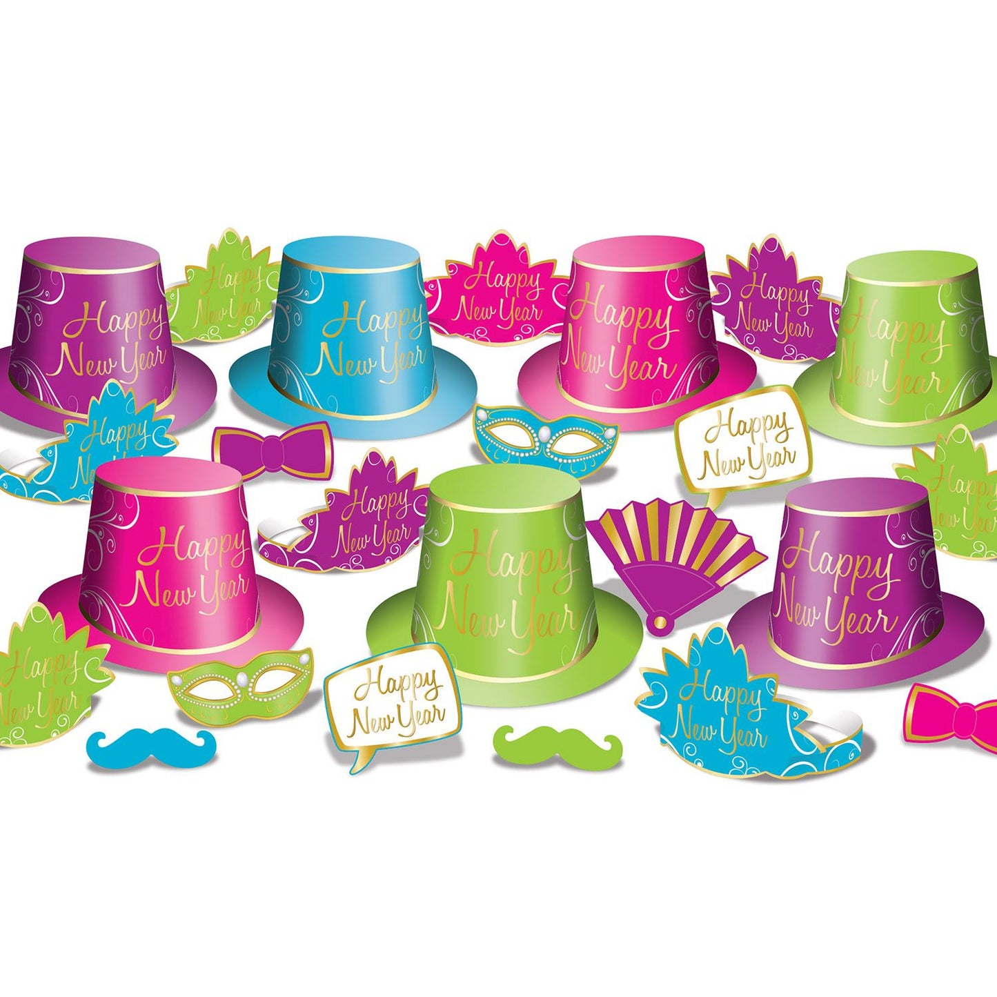 Beistle Simply Paper New Year Asst for 50 - New Years | Party Supply