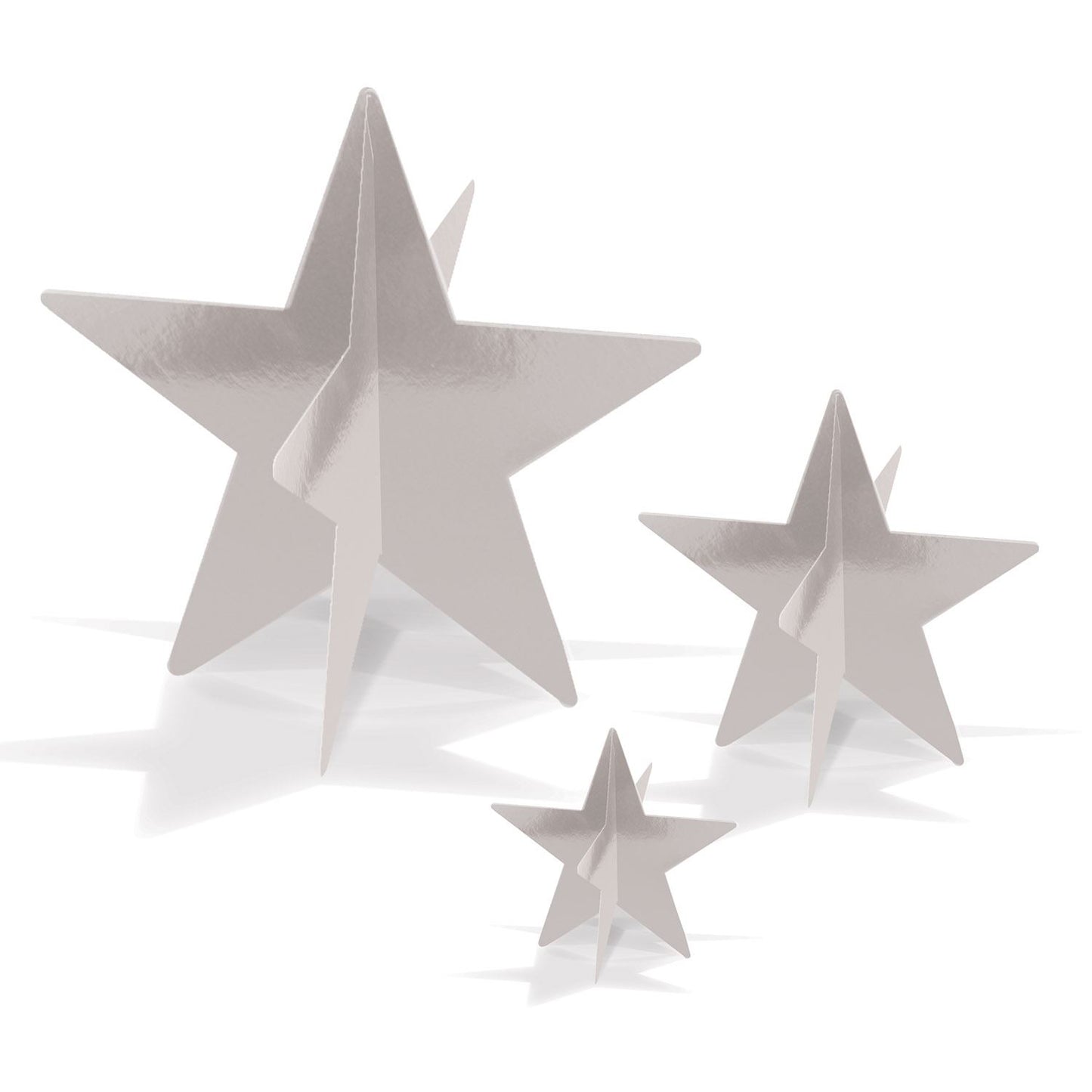 Beistle 3-D Foil Star Centerpieces - Silver - New Years | Party Supply