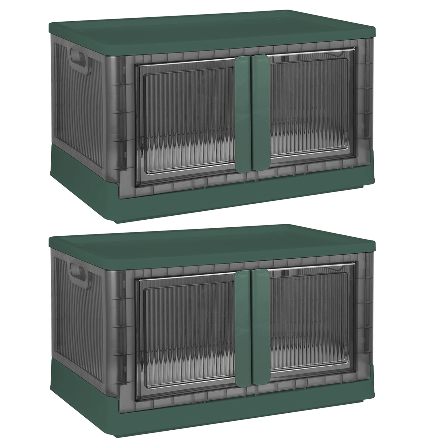2Pcs 32L Foldable Storage Bins with Lid Collapsible Stackable Closet Organizer
