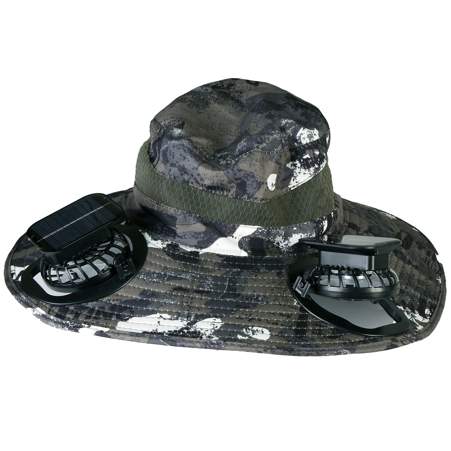 Outdoor Wide Brim Sun Hat With 2 Rechargeable Fans Solar Powered 3 Wind Spe 9856