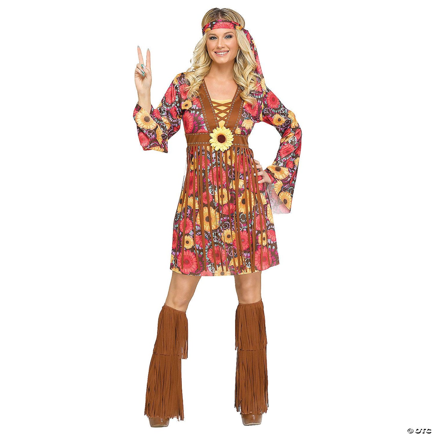 Adults Flower Power Hippie Costume - Medium/Large