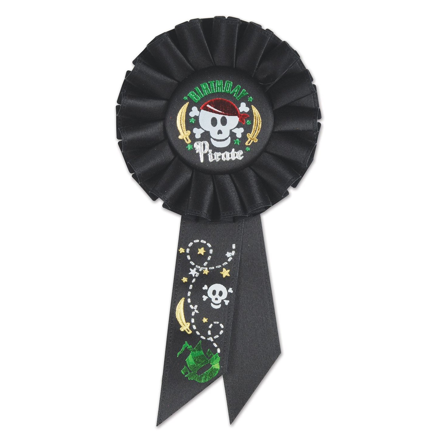 Beistle Birthday Pirate Rosette Ribbon - Party Supply Decoration for Birthday