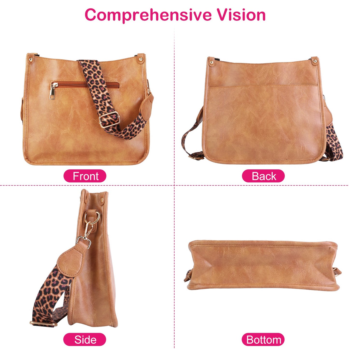 Women Fashion Leather Crossbody Bag Shoulder Bag Casual Handbag with Flexible