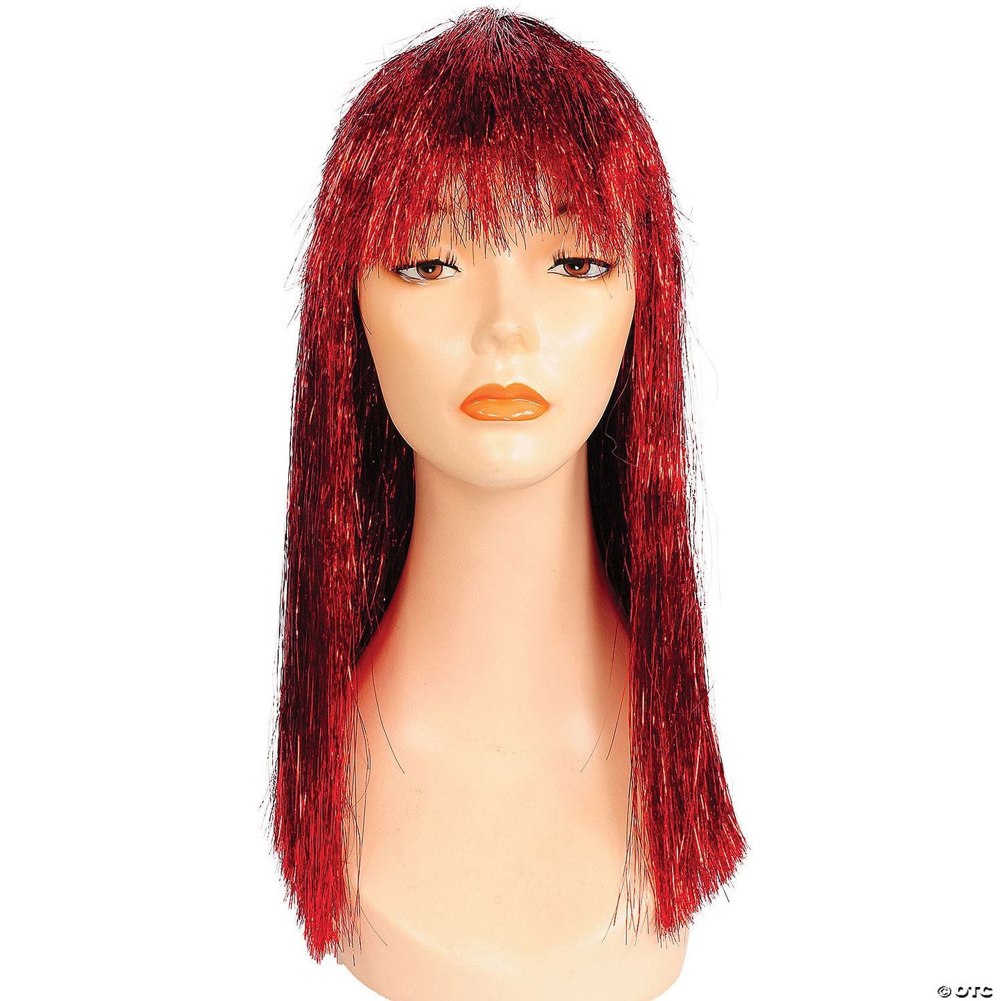 Womens Long Tinsel Pageboy Wig | Red