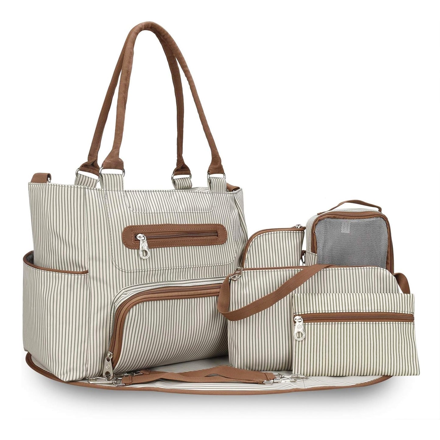 8Pcs Baby Nappy Diaper Bags Set for Mom Dad Mummy Handbags Multifunctional 7925