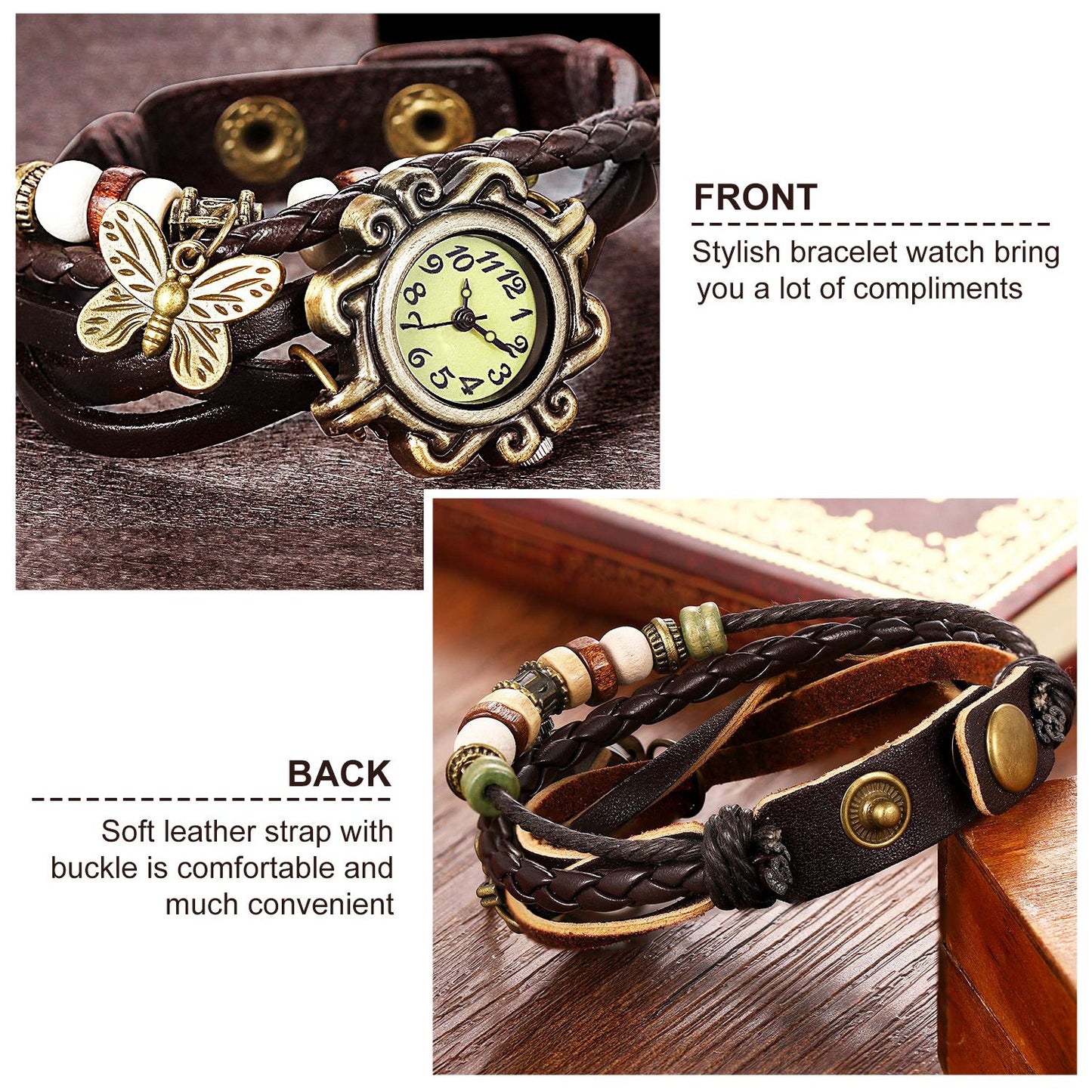 Vintage Women s Watch Bohemian Handmade Leather Watch Quartz Wrist Watch