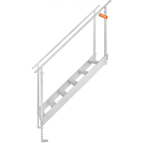 Dock Ladder 43''-51'' Adjustable Height 500 lbs Load Capacity Aluminum A