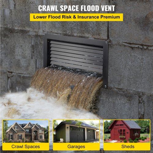 Crawl Space Flood Vent, 12" Height x 20" Width Foundation Flood Vent, to Reduc