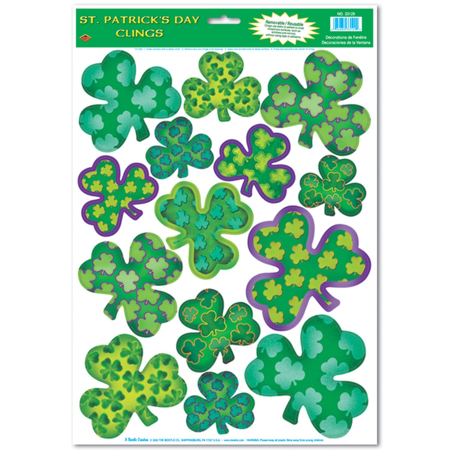 Beistle Irish-Mood Shamrock Window Clings - St. Patricks | Party Supply
