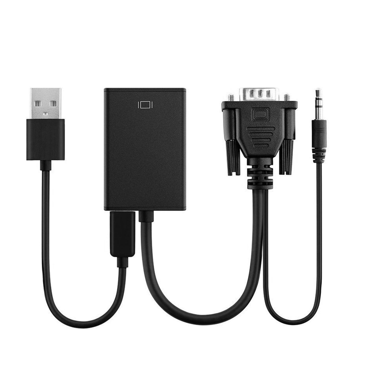 VGA to HD IN & HD OUT Converter Adapter HD 1080P Video Audio Cable Adapter w/
