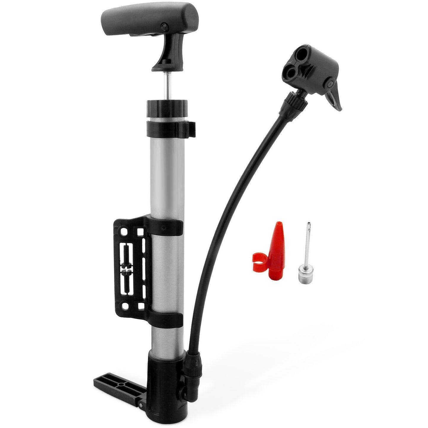 Mini Bike Pump Portable Bicycle Tire Inflator Ball Air Pump w/ Mount Frame For