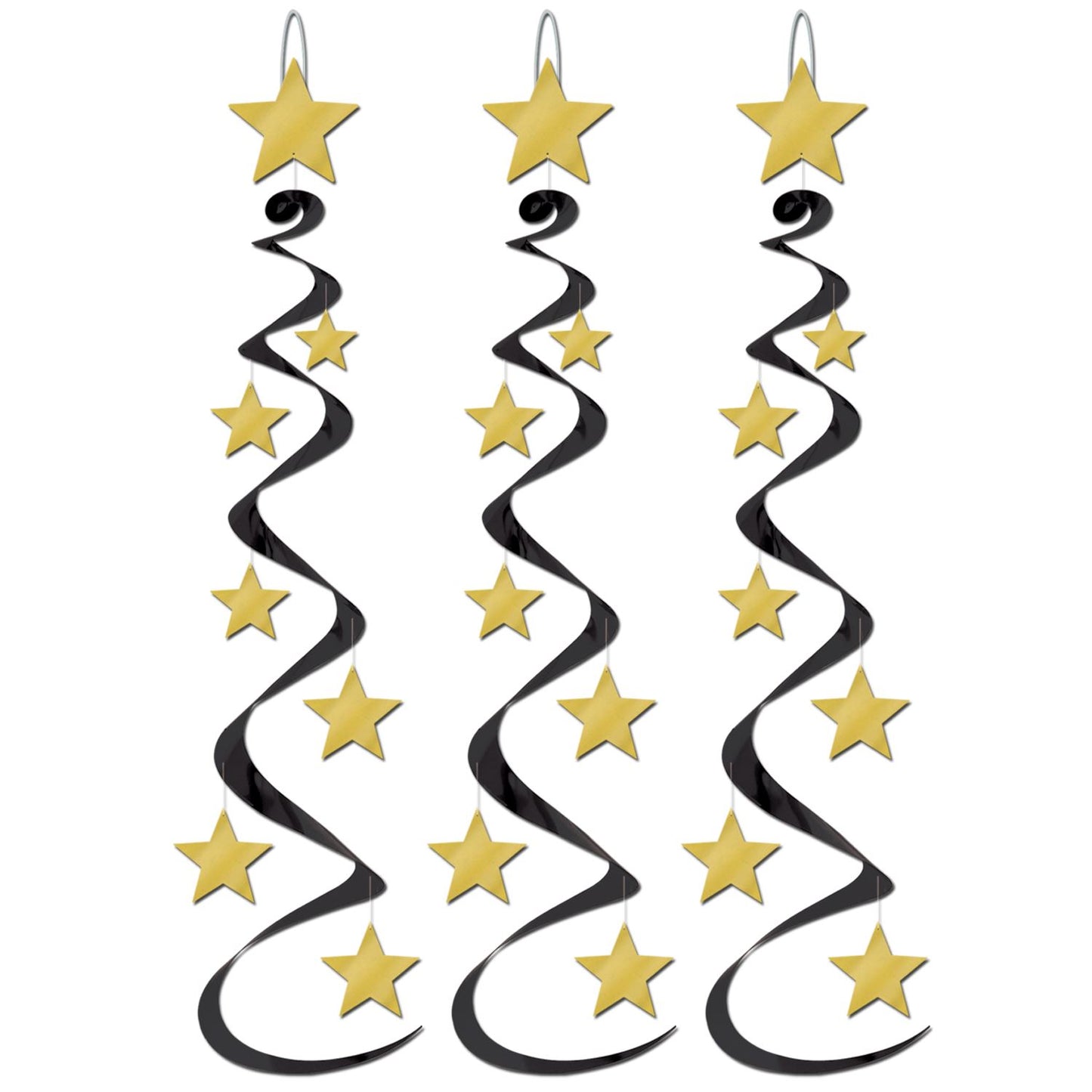 Beistle Black and Gold Star Whirls - New Years | Party Supply | Decoration