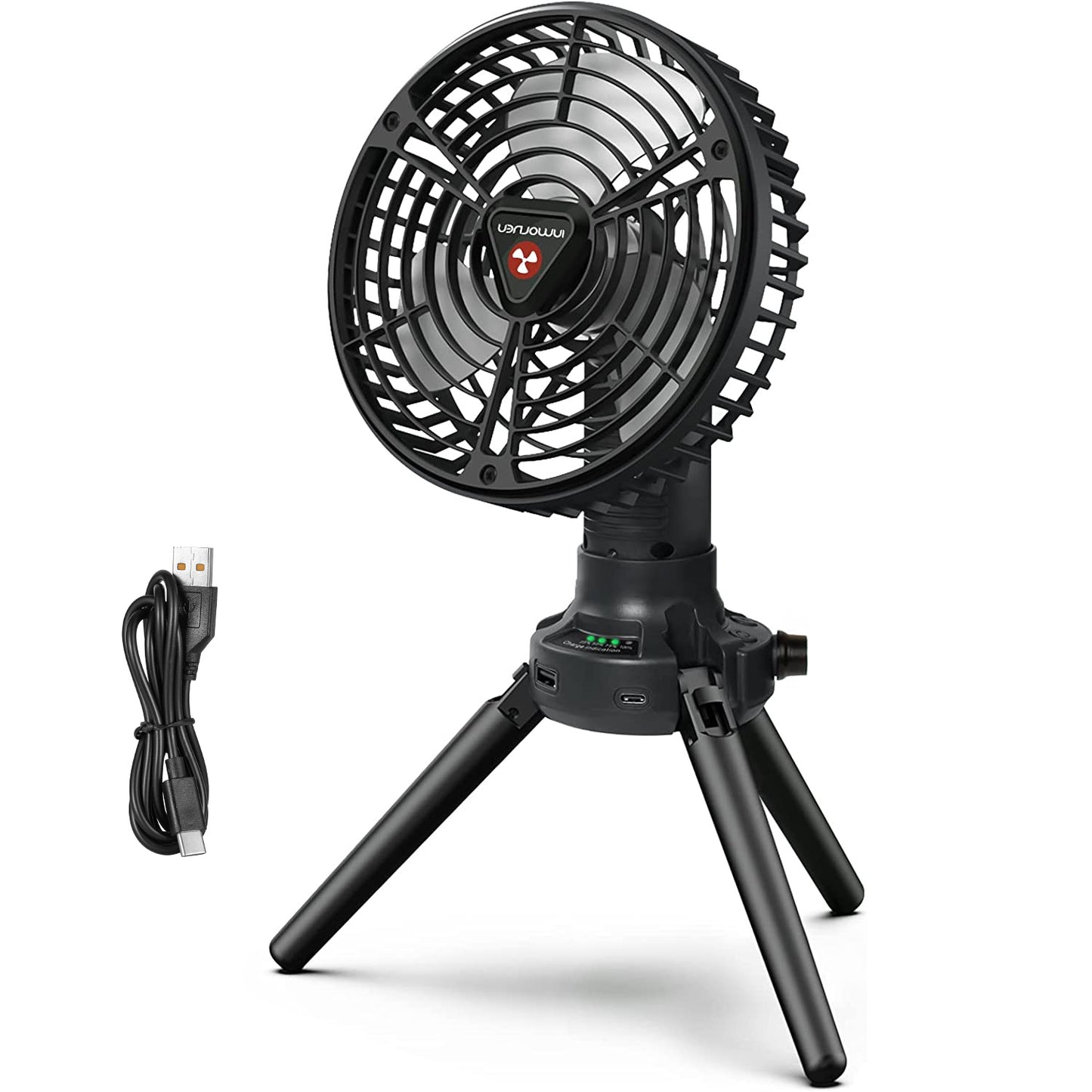 Foldable Camping Fan with Emergency Power Bank 270° Oscillating Rechargeable
