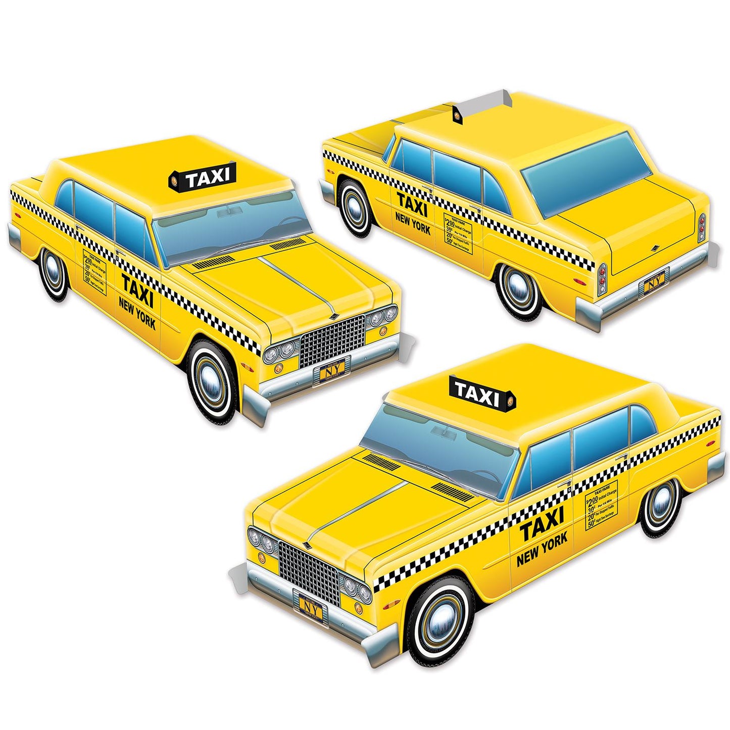 Beistle 3-D Taxi Cab Centerpieces - New York City | Party Supply | Decoration