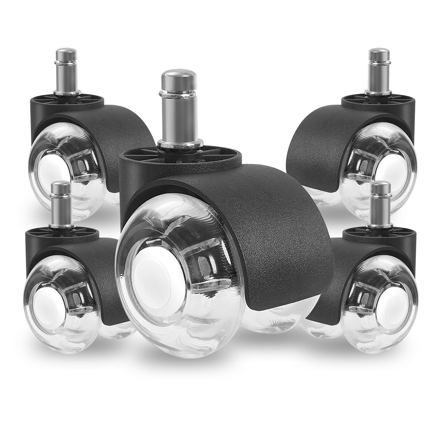 5Pcs Office Chair Wheels Polyurethane Rolling Caster Replacement for Hardwood