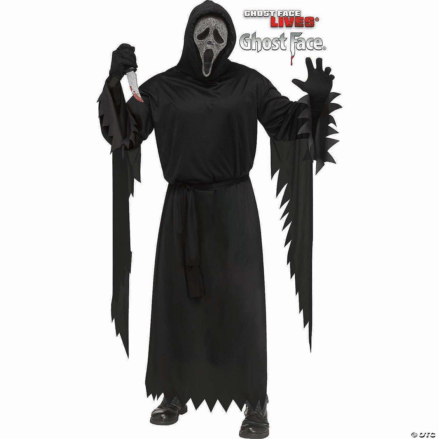 Adults Ghost Face Black Robe With Gun Powder Gray Mask Costume