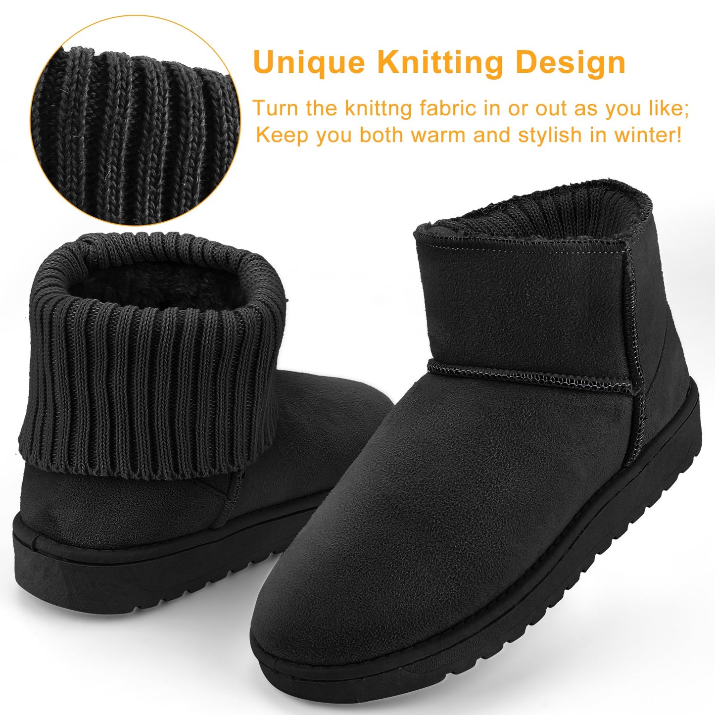 Women Lady Snow Boots Suede Mid-Calf Boot Shoe Short Plush Warm Lining Shoes w/