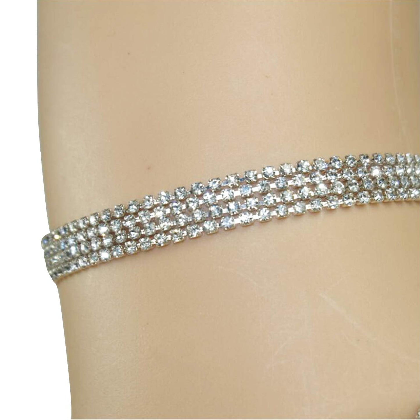 Sexy Women Chain Choker Side Slit Backless Slip Dress With Sequins Apparel &