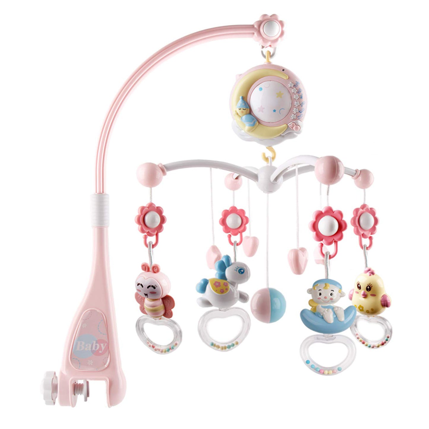 Baby Musical Crib Bed Bell Rotating Mobile Star Projection Nursery Light Ba 5508