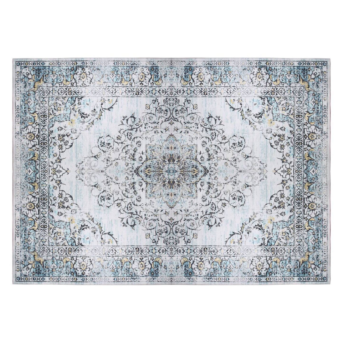 6x9FT Vintage Area Rug Modern Non Slip Carpet Boho Low Pile Soft Rug Waterproof
