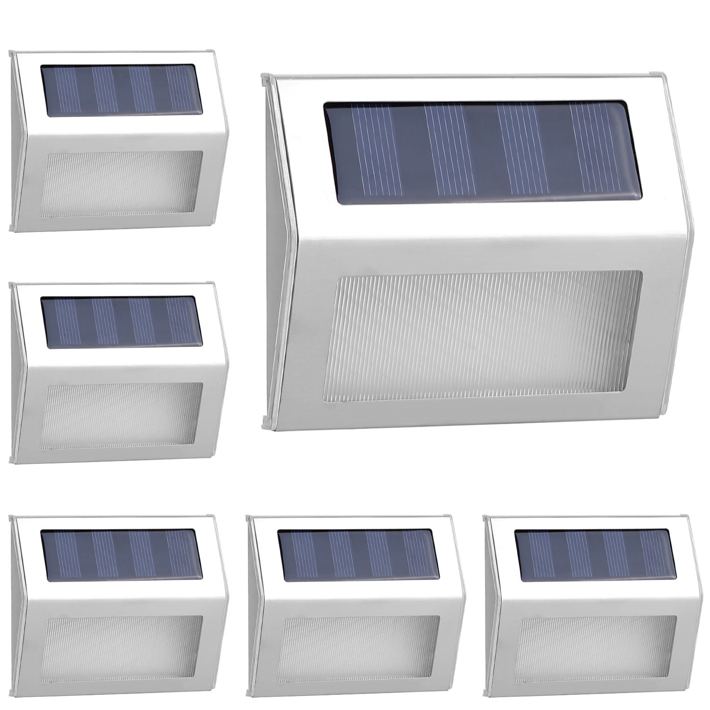 6Packs Solar Step Lights Stainless Steel Outdoor Solar Deck Lights LED Fence