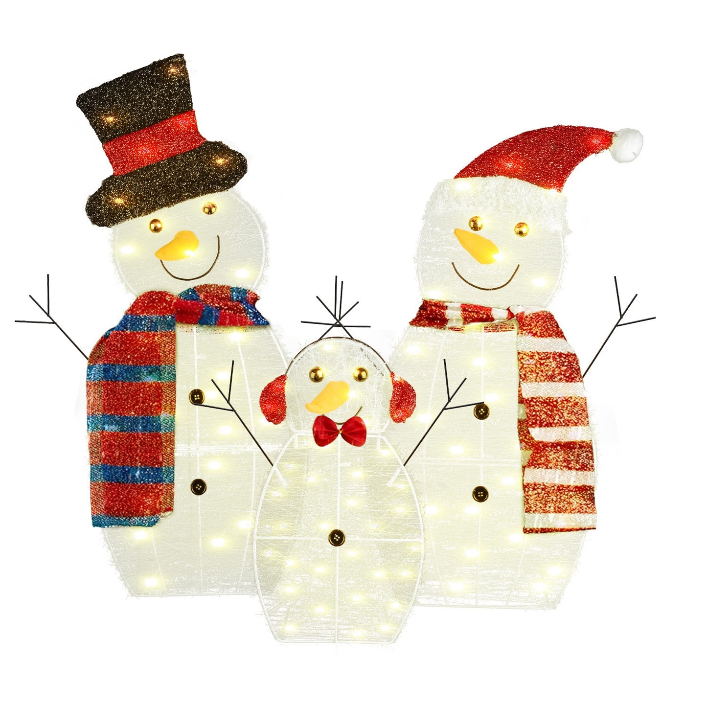 3Pcs 2D Christmas Snowman Yard Decoration Snowman Family Outdoor Decoration