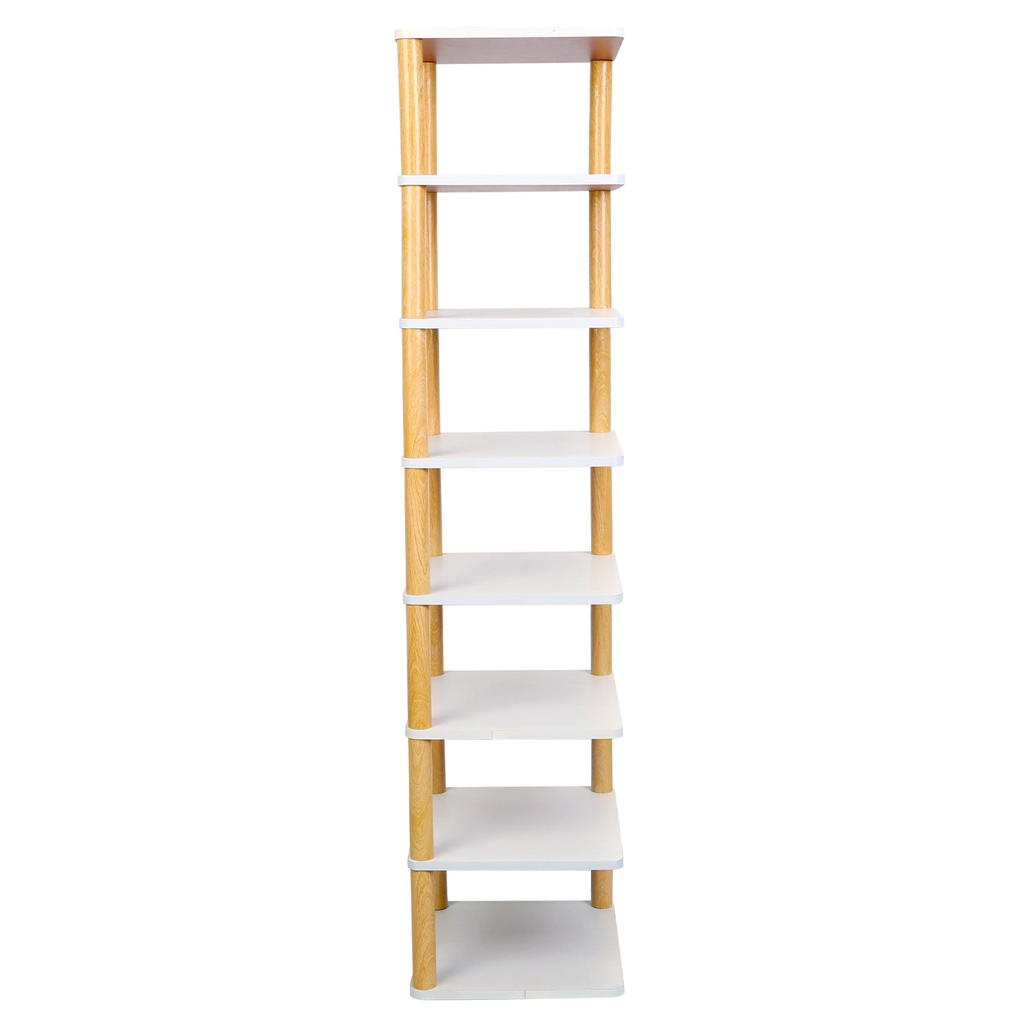 8 Tier Entryway Wooden Shoe Rack Vertical Shoe Shelf Stand Storage Organizer