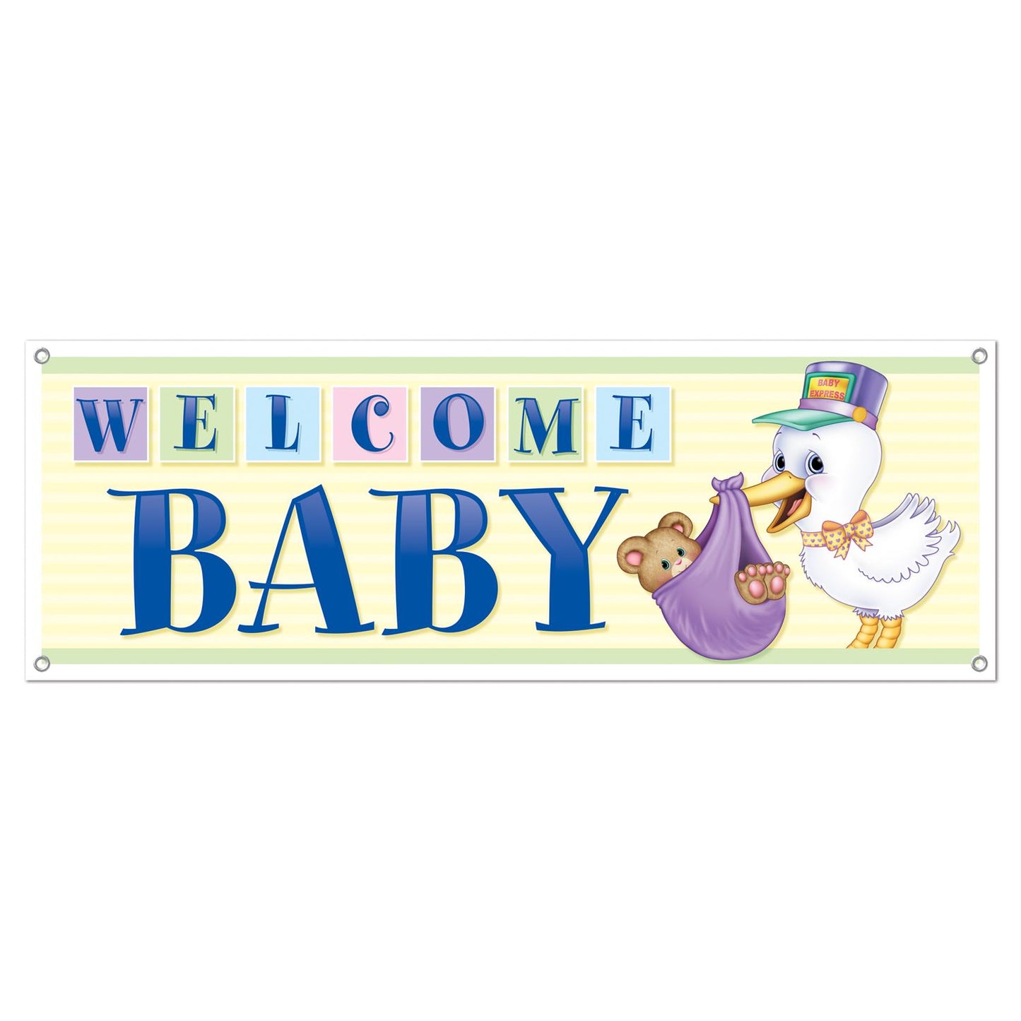 Beistle Welcome Baby Sign Banner - Baby Shower | Party Supply | Decoration