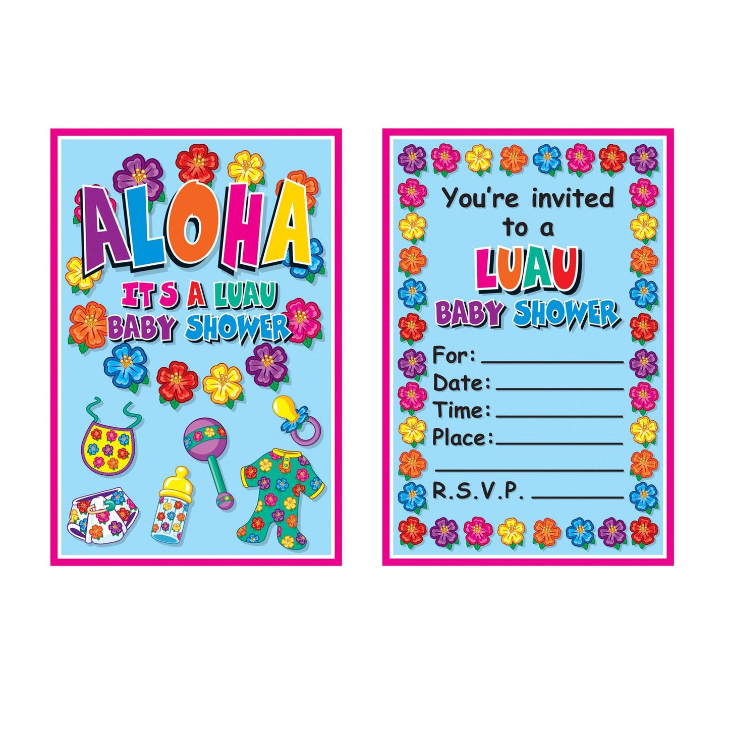 Beistle Hula Baby Invitations - Party Supply Decoration for Baby Shower