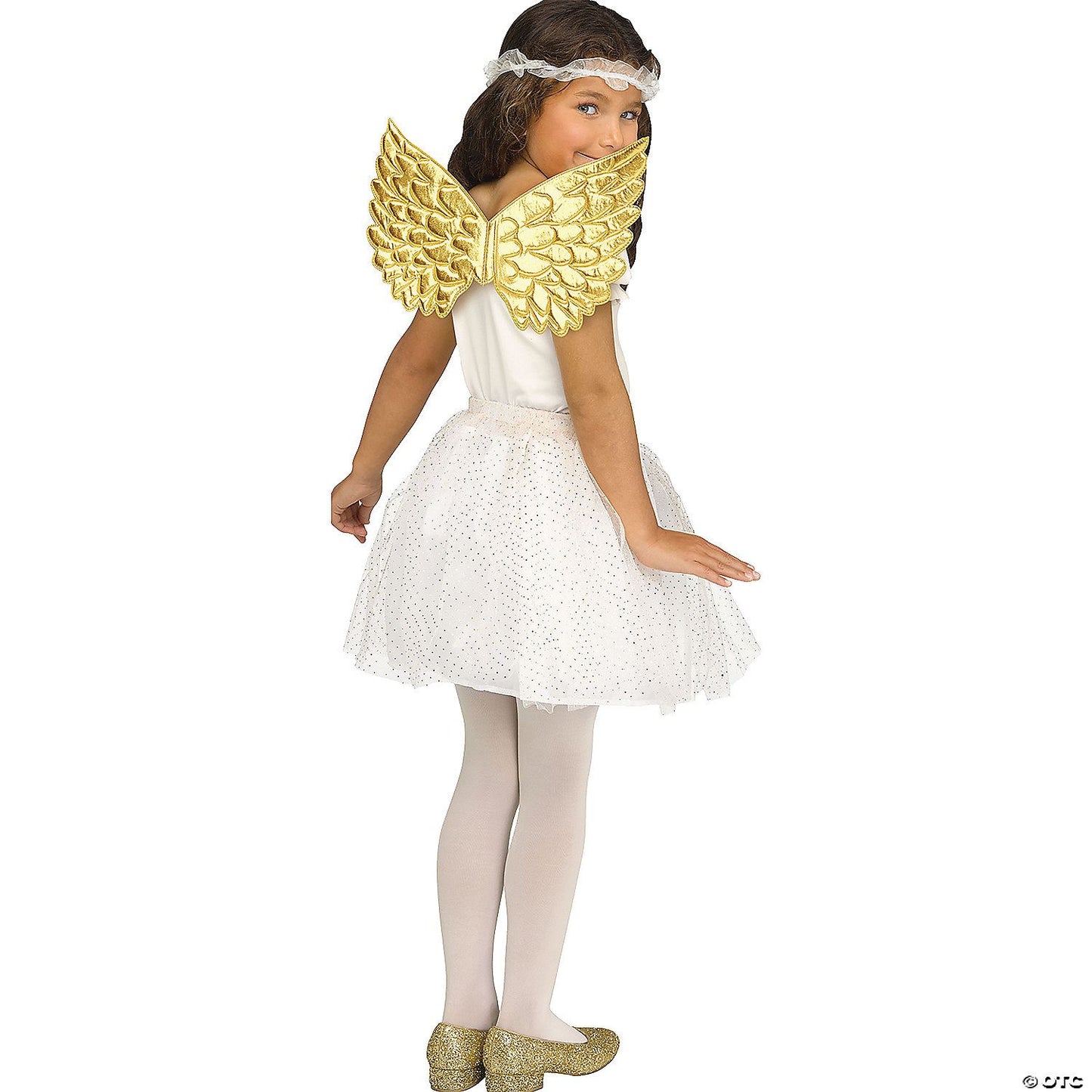 Boys | Kid's Metallic Gold Fabric Foam Wings Costume Accessory | Gold-Metallic