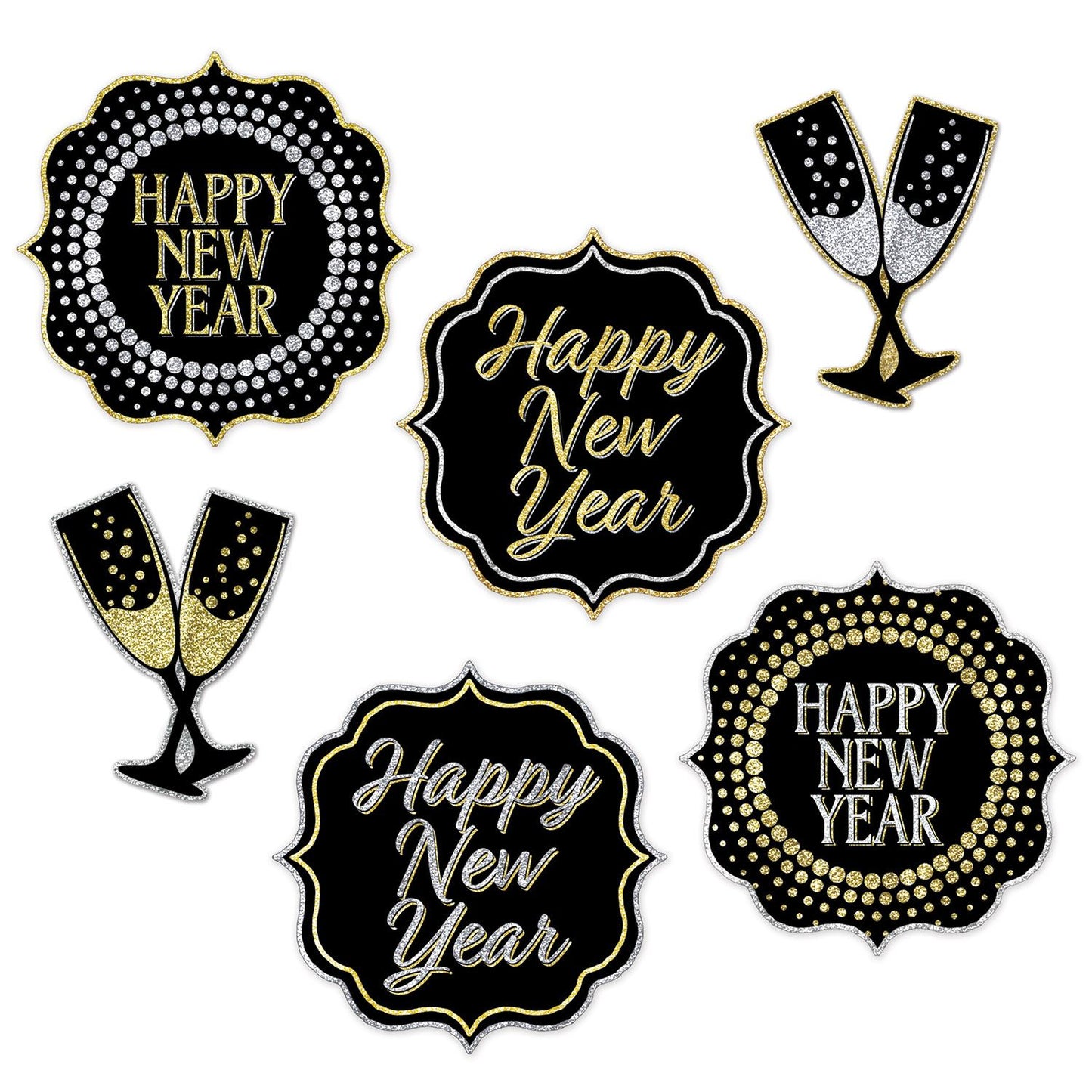 Beistle New Year Cutouts - 6 Pieces - New Years | Party Supply | Decoration