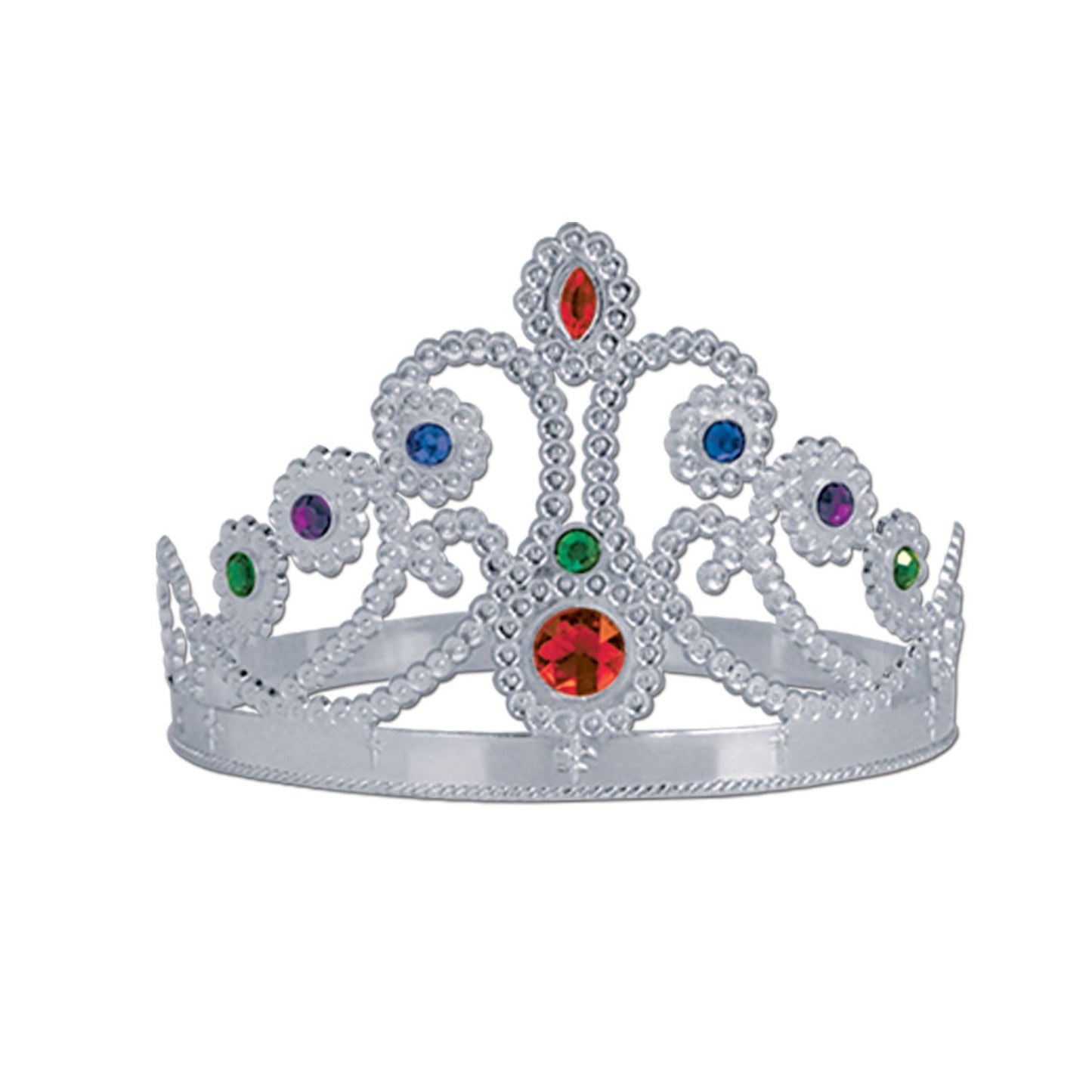 Beistle Silver Plastic Jeweled Queen's Tiara - Mardi Gras | Party Supply