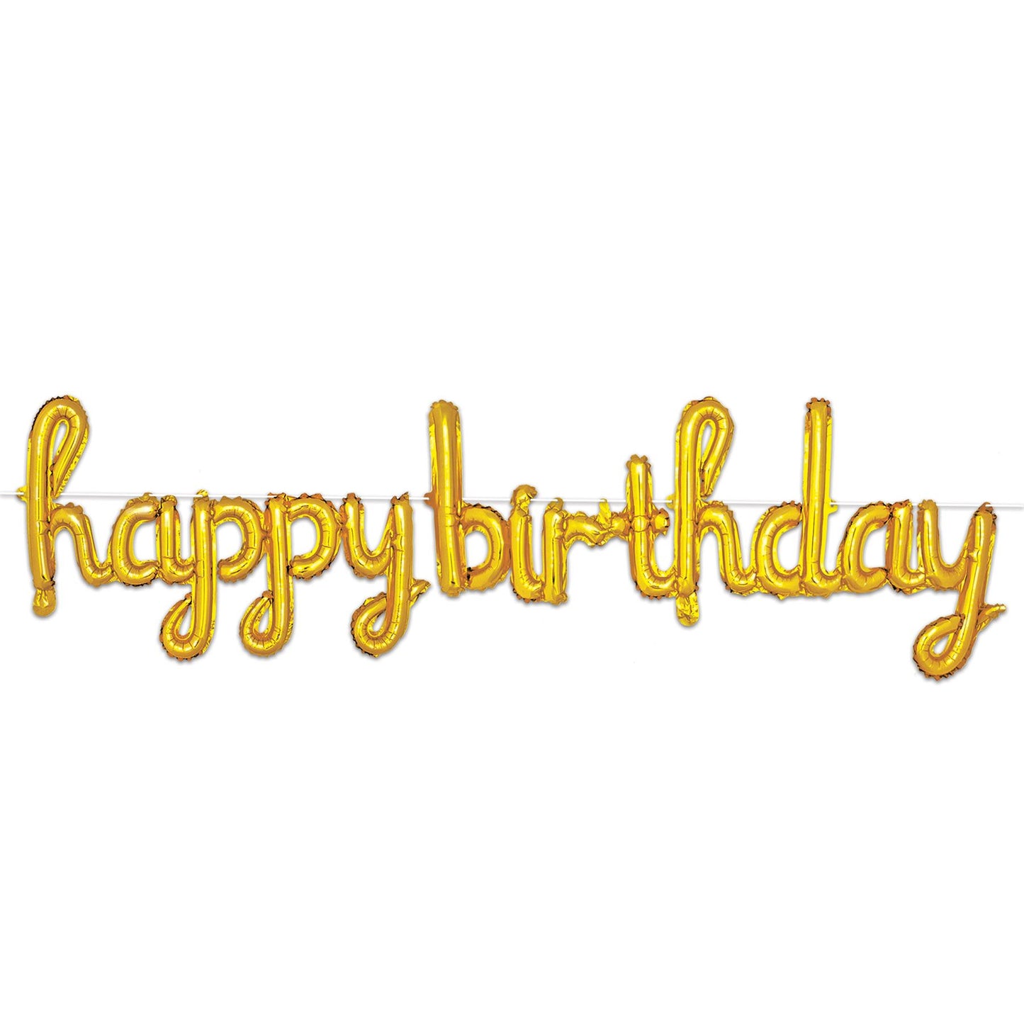 Beistle Script Happy Birthday Balloon Streamer - Gold | Party Supply