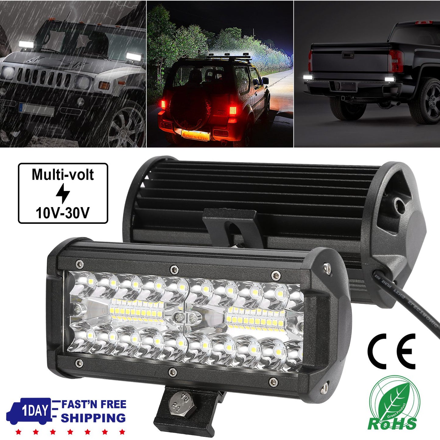 7" LED Light Bar 120W 12000LM LED Work Light Pods Offroad Driving Lights IP67