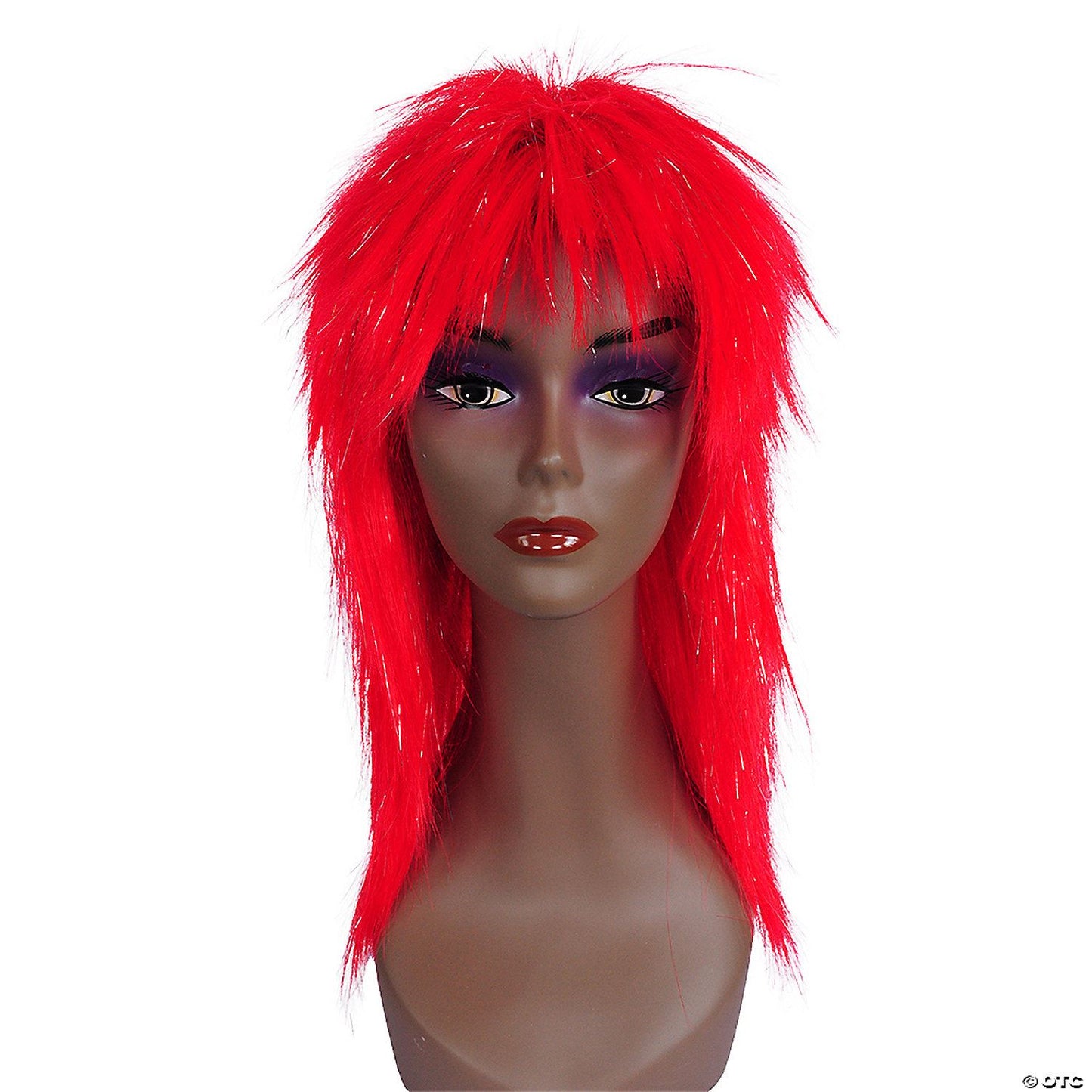 Long Straight Shag Wig with Tinsel Red