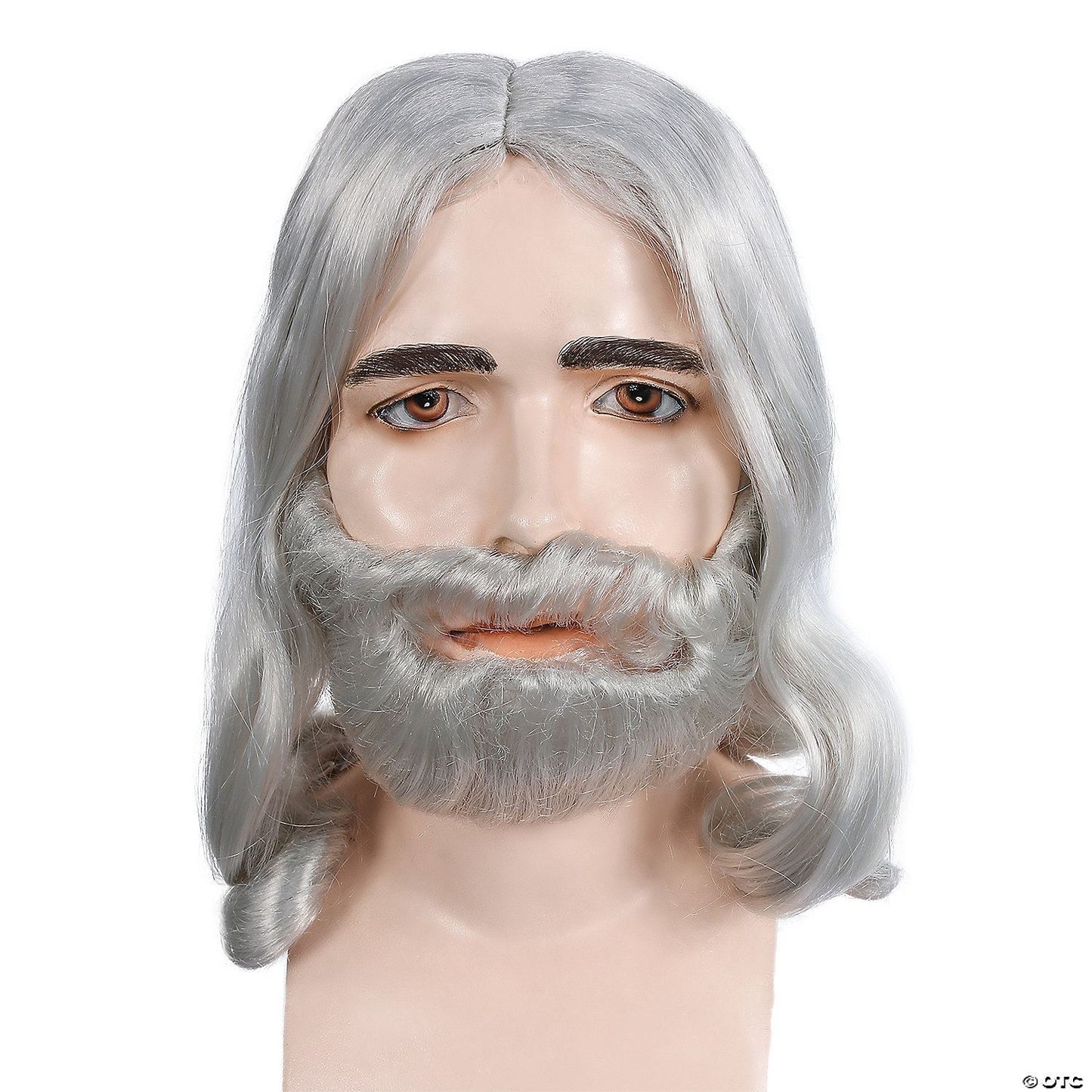 Mens Discount Biblical Wig & Beard Set | Silver