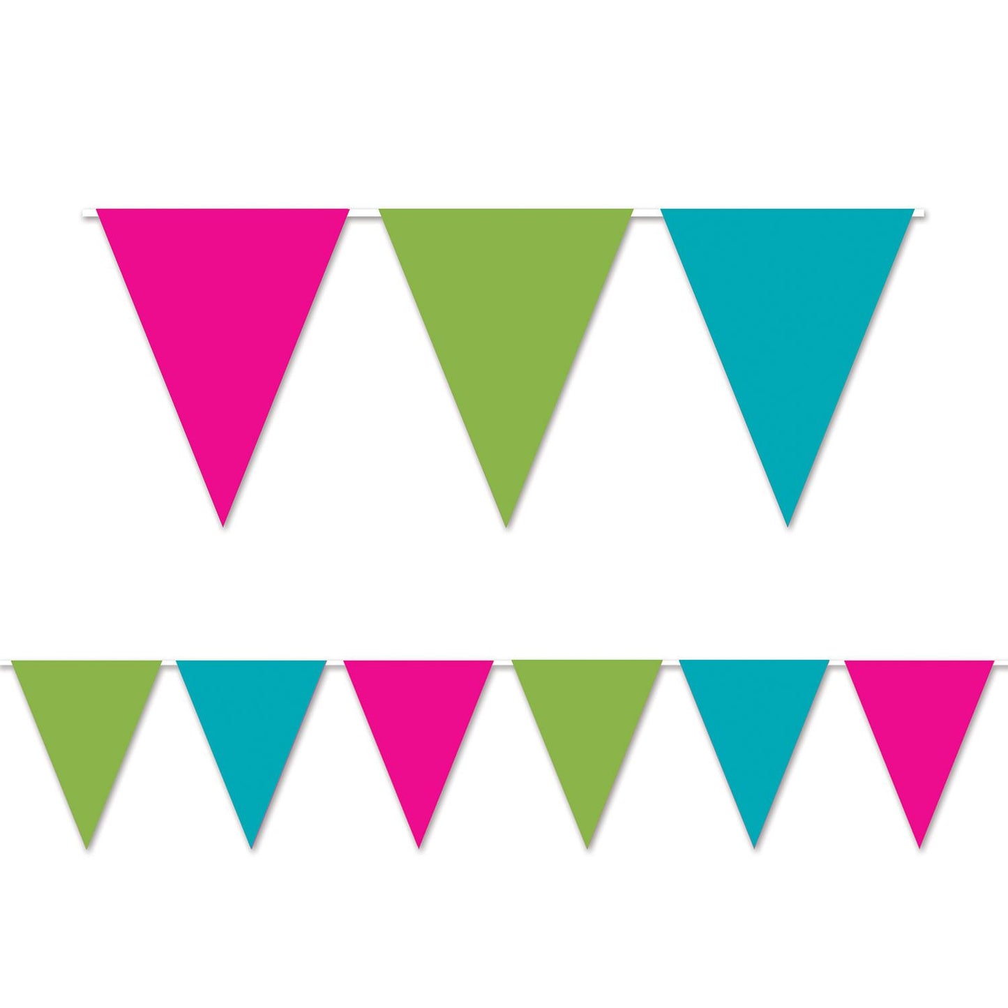 Beistle Cerise, Light Green, and Turquoise Indoor/Outdoor Pennant Banner - Gen