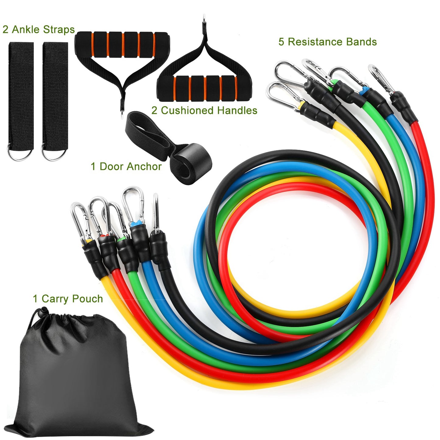11Pcs Resistance Bands Set Fitness Workout Tubes Exercise Tube Bands Up to