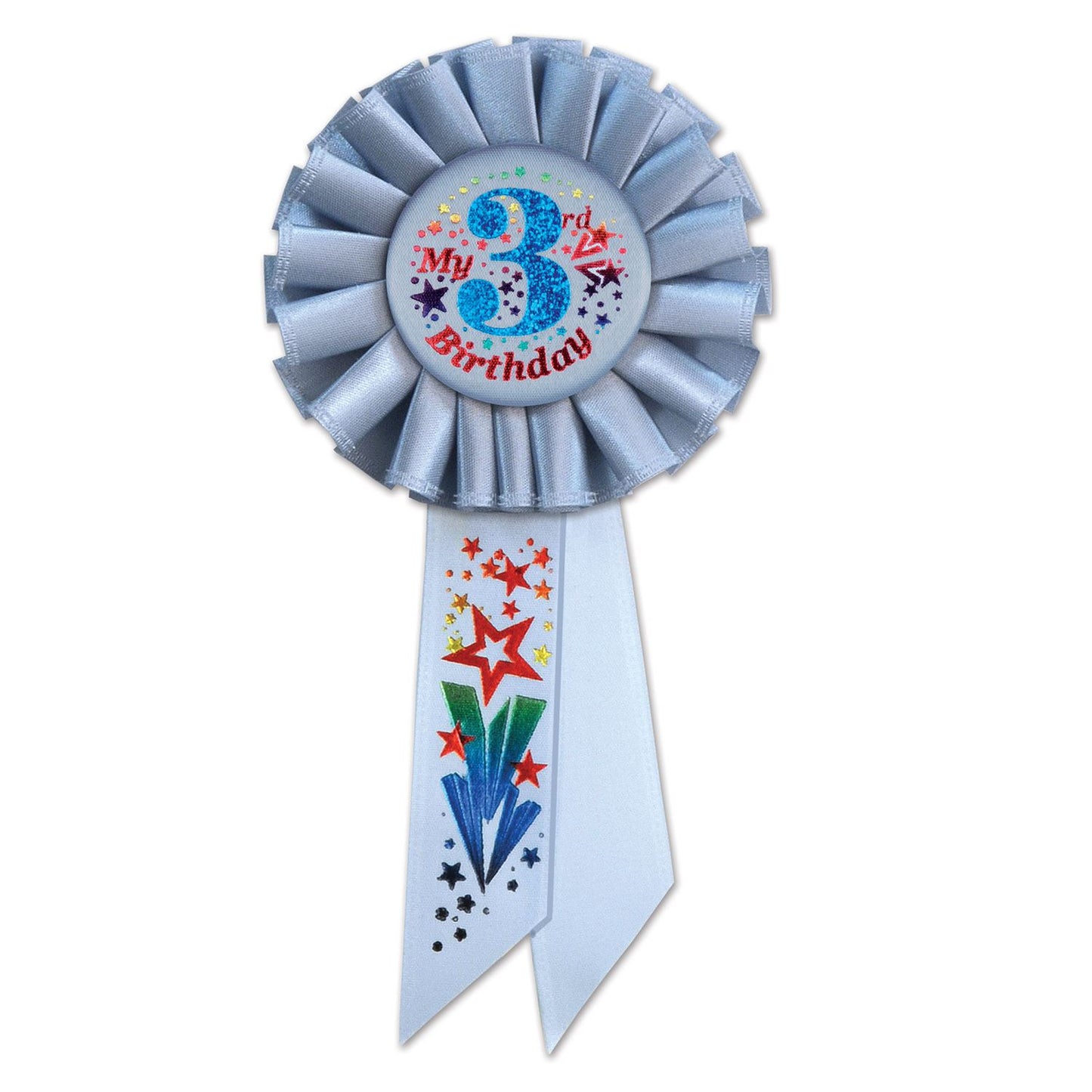 Beistle Blue My 3rd Birthday Rosette Ribbon - Party Supply for Birthday