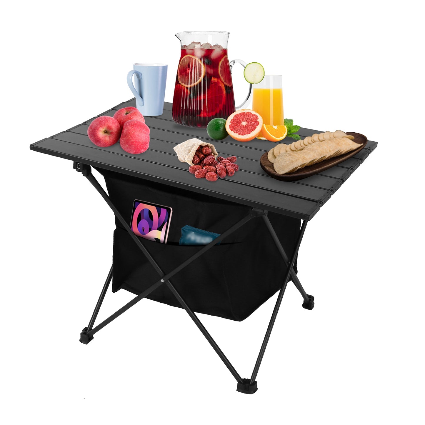 Foldable Camping Table With Storage Basket Rustproof Portable Aluminum Allo 9230