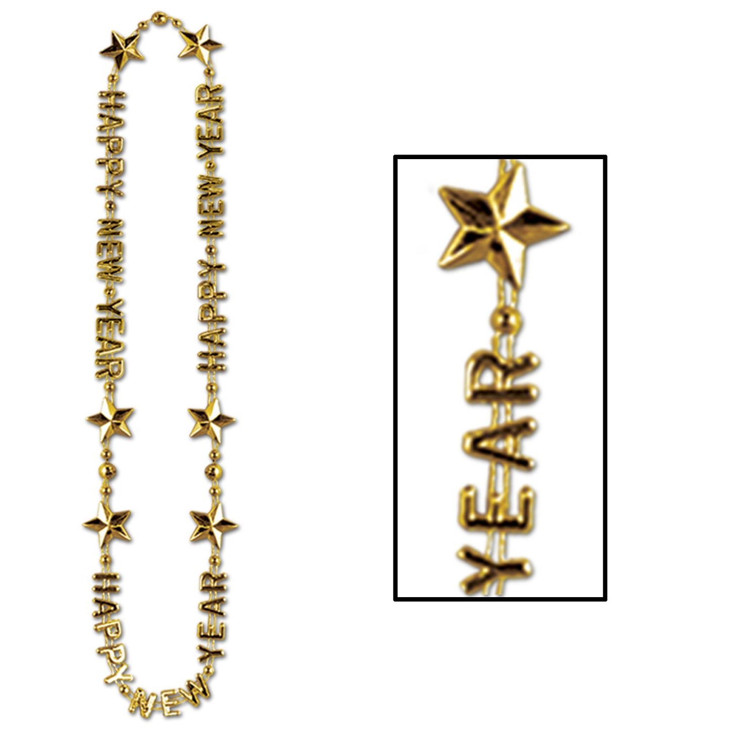 Beistle Gold Happy New Year Beads-of-Expression - New Years | Party Supply