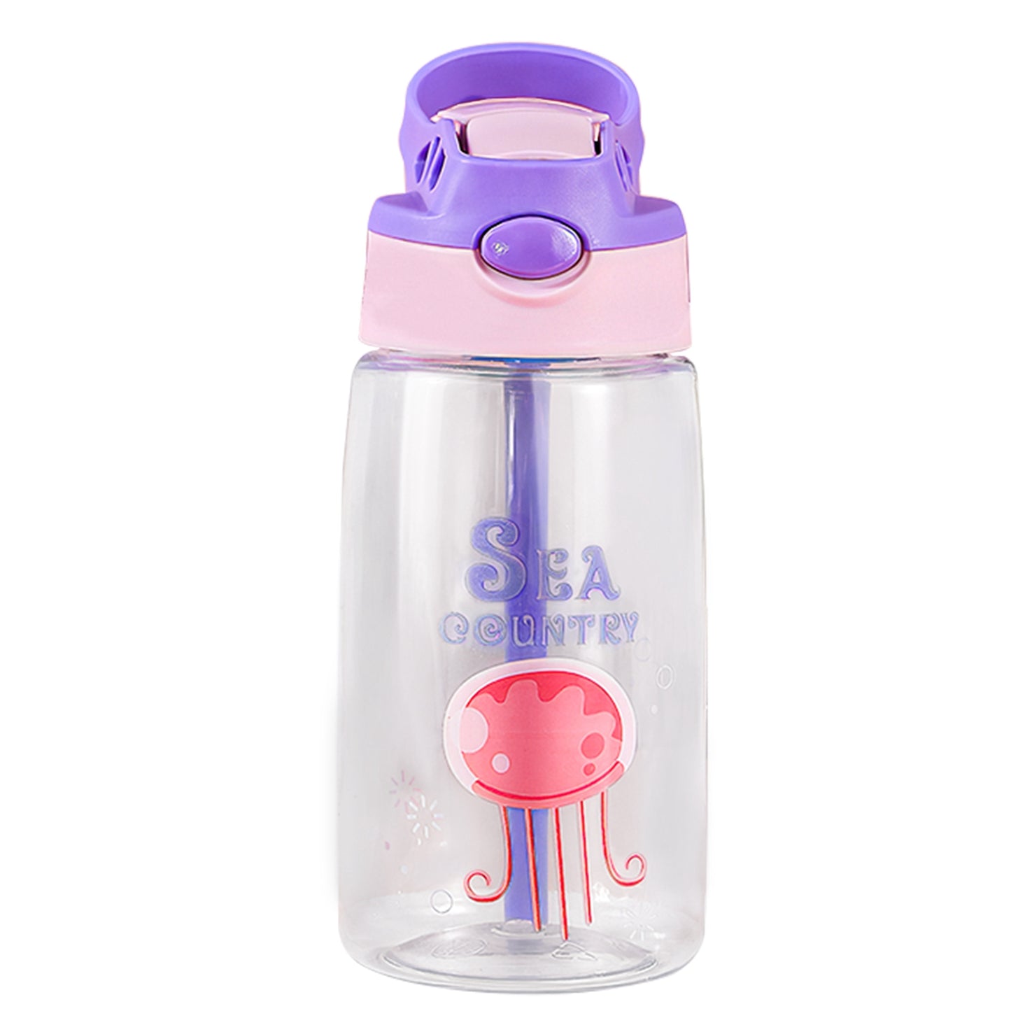 16.2Oz Leak-proof Kids Water Bottle with Straw Push Button Sport Water Bott 8536