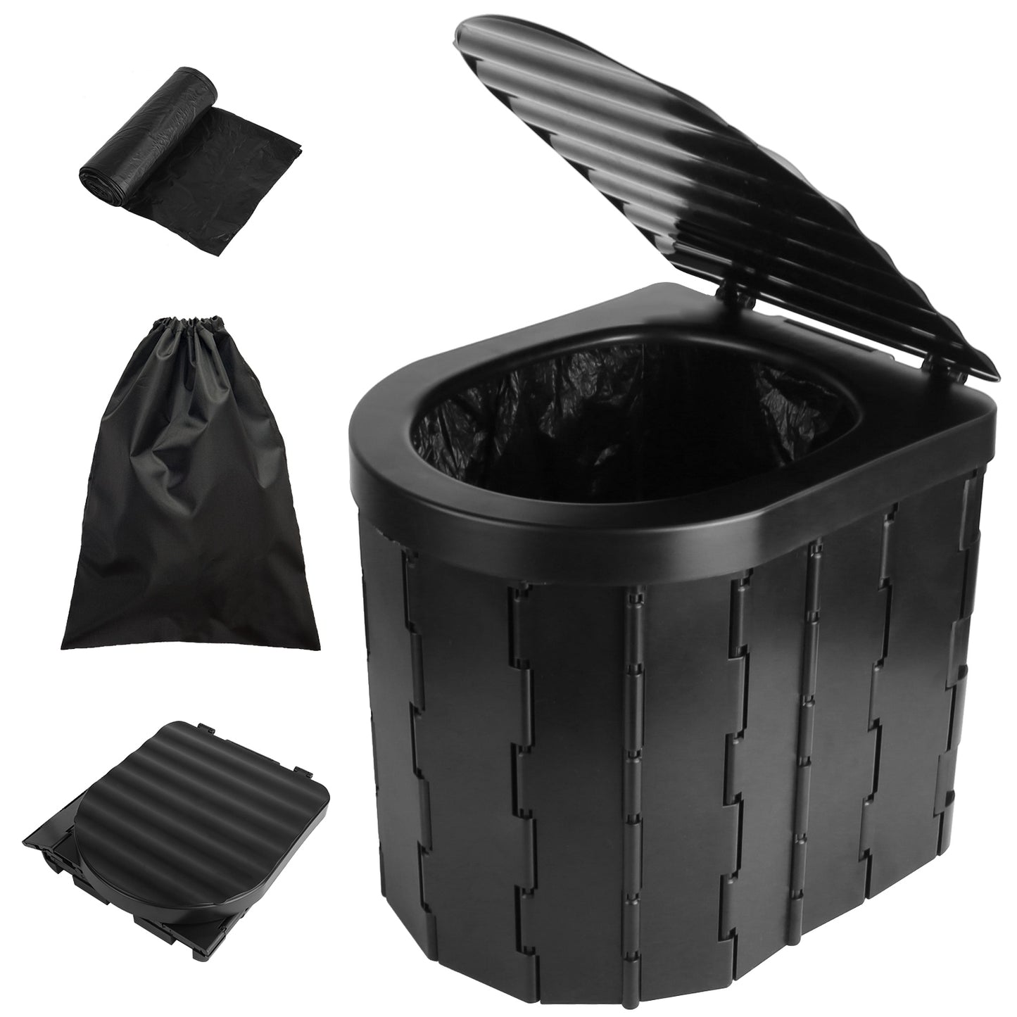 Foldable Emergency Toilet Portable Porta Potty for Car Travel Camping Boating