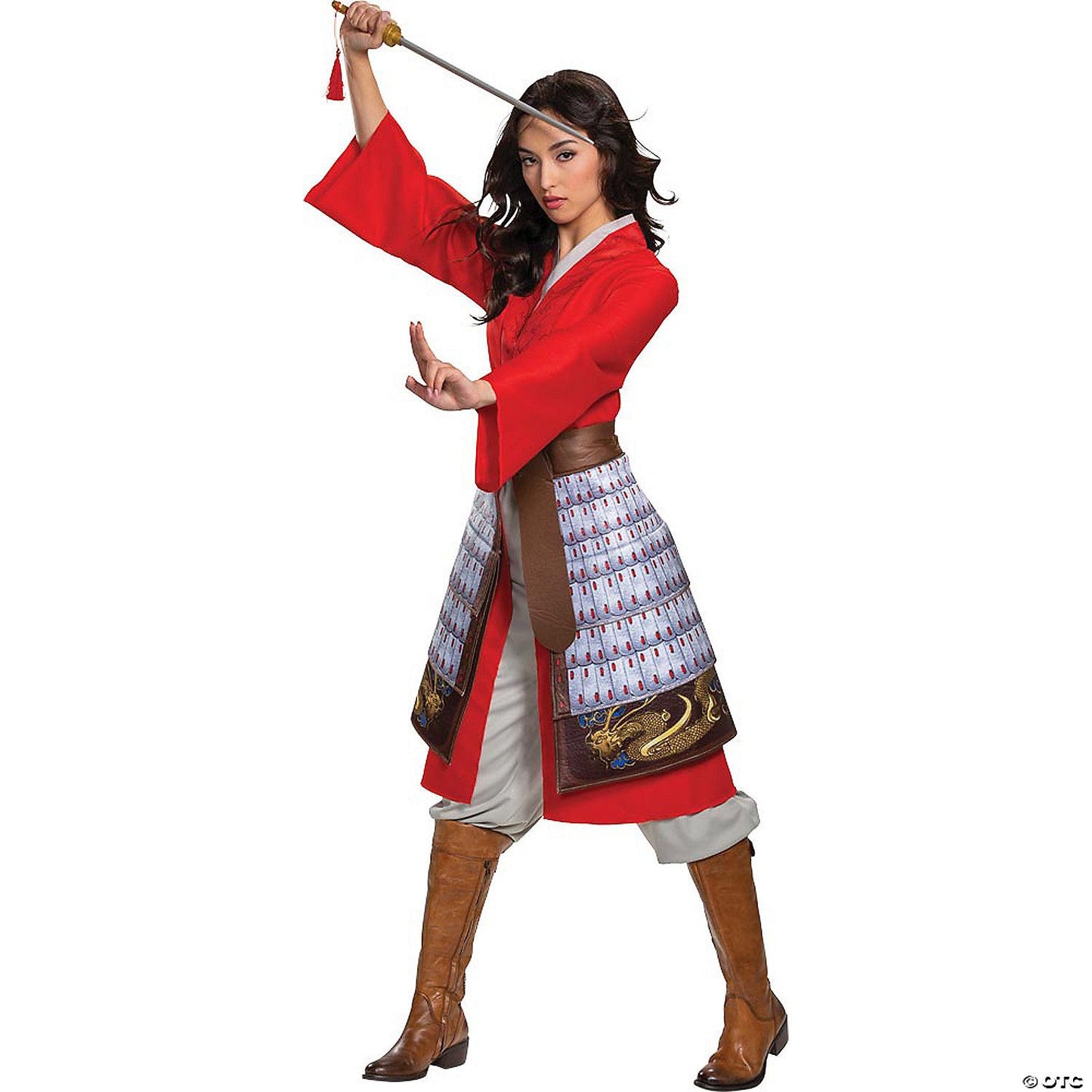 Womens Deluxe Mulan Hero Red Dress Costume - Small